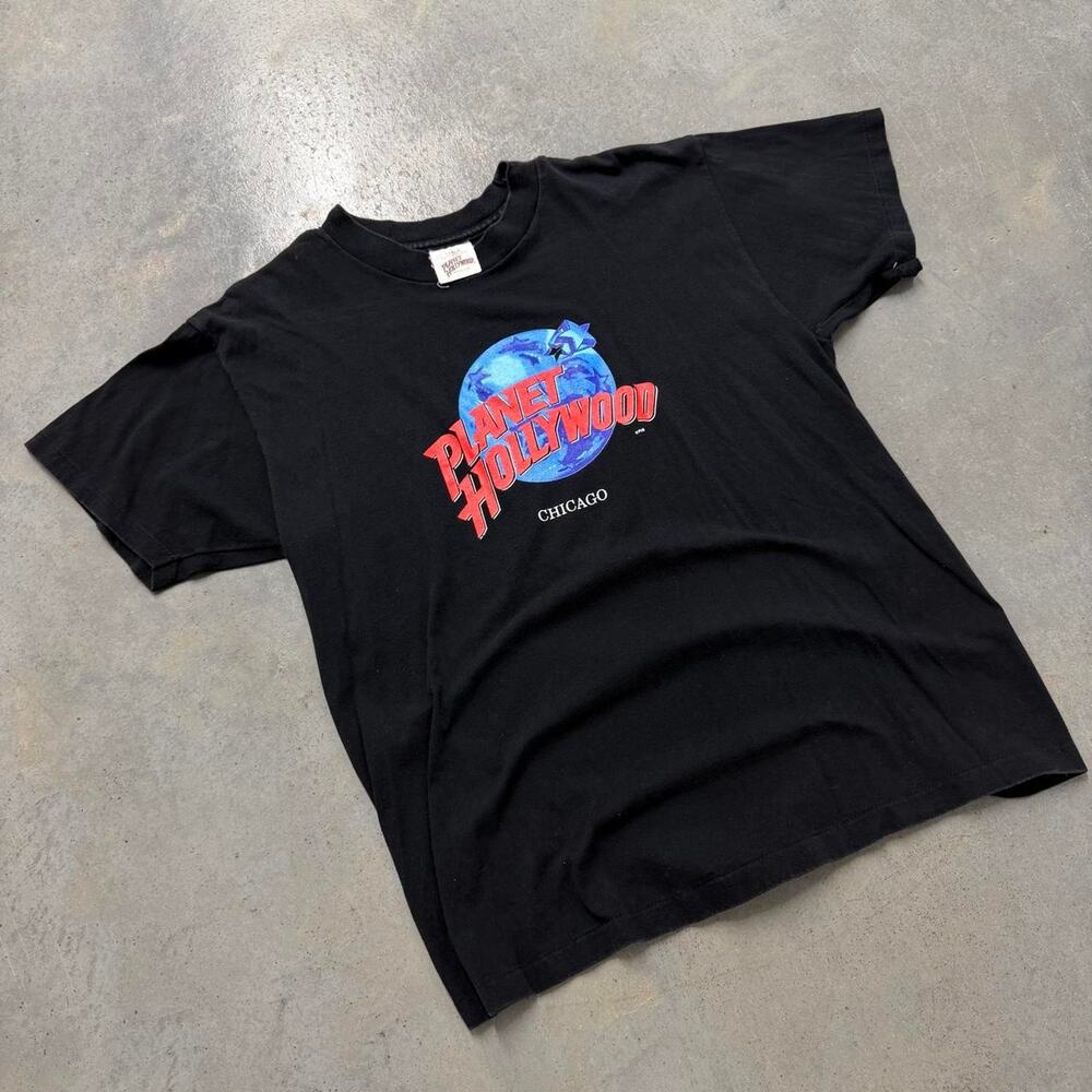 90s planet hollywood chicago black tshirt